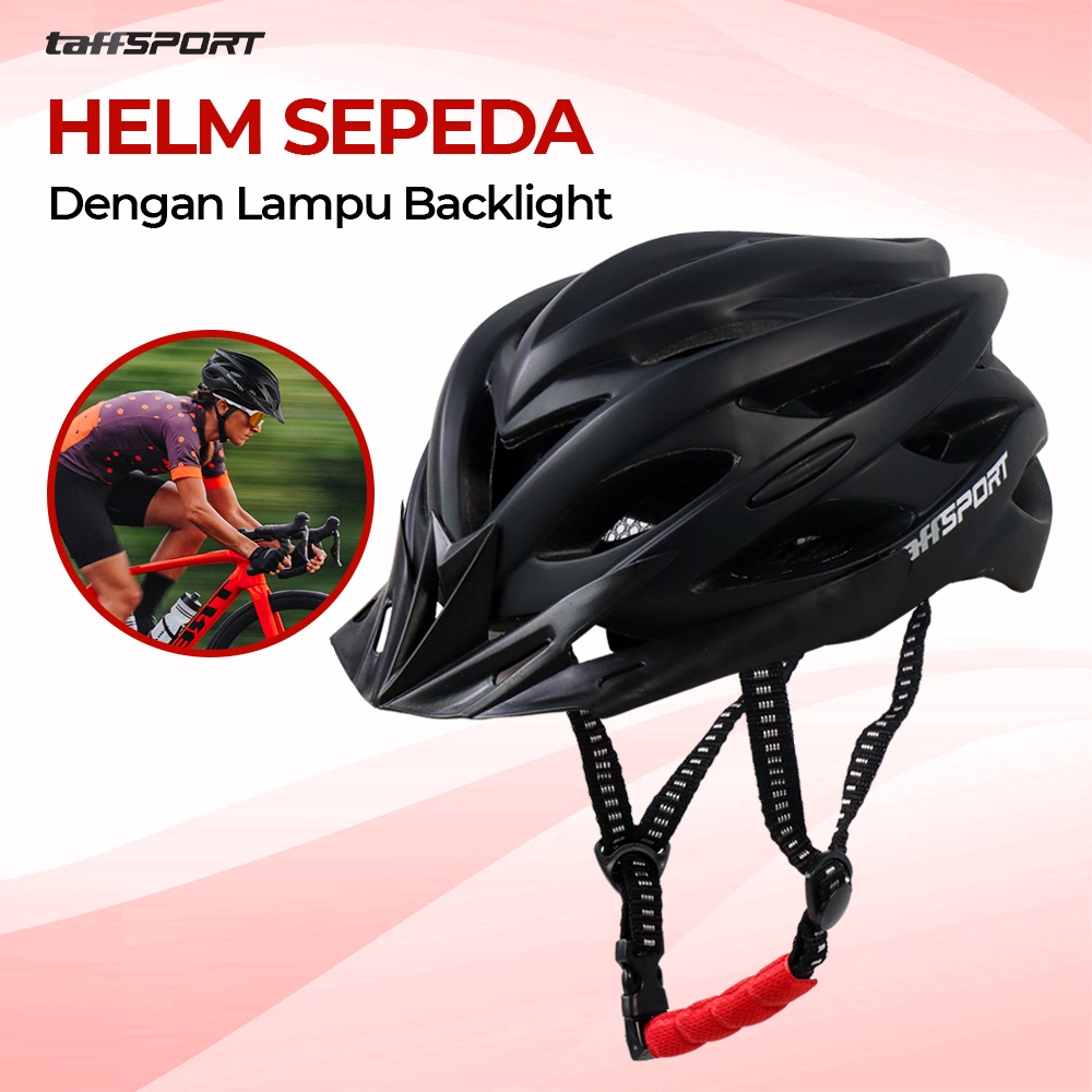 Helm Sepeda EPS PVC Shell OMSE9PBK dengan Lampu Backlight - Black