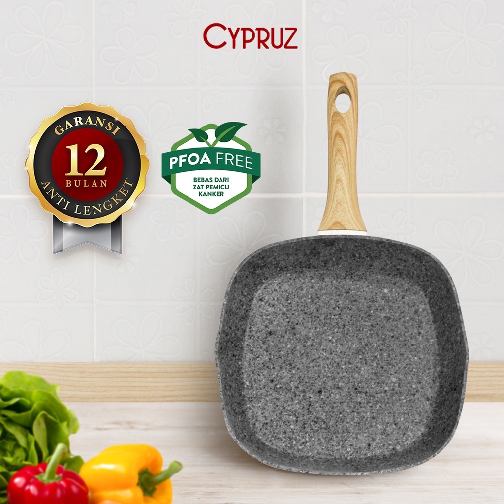 Cypruz White Granite Grill Pan / Panggangan Tebal Anti Lengket