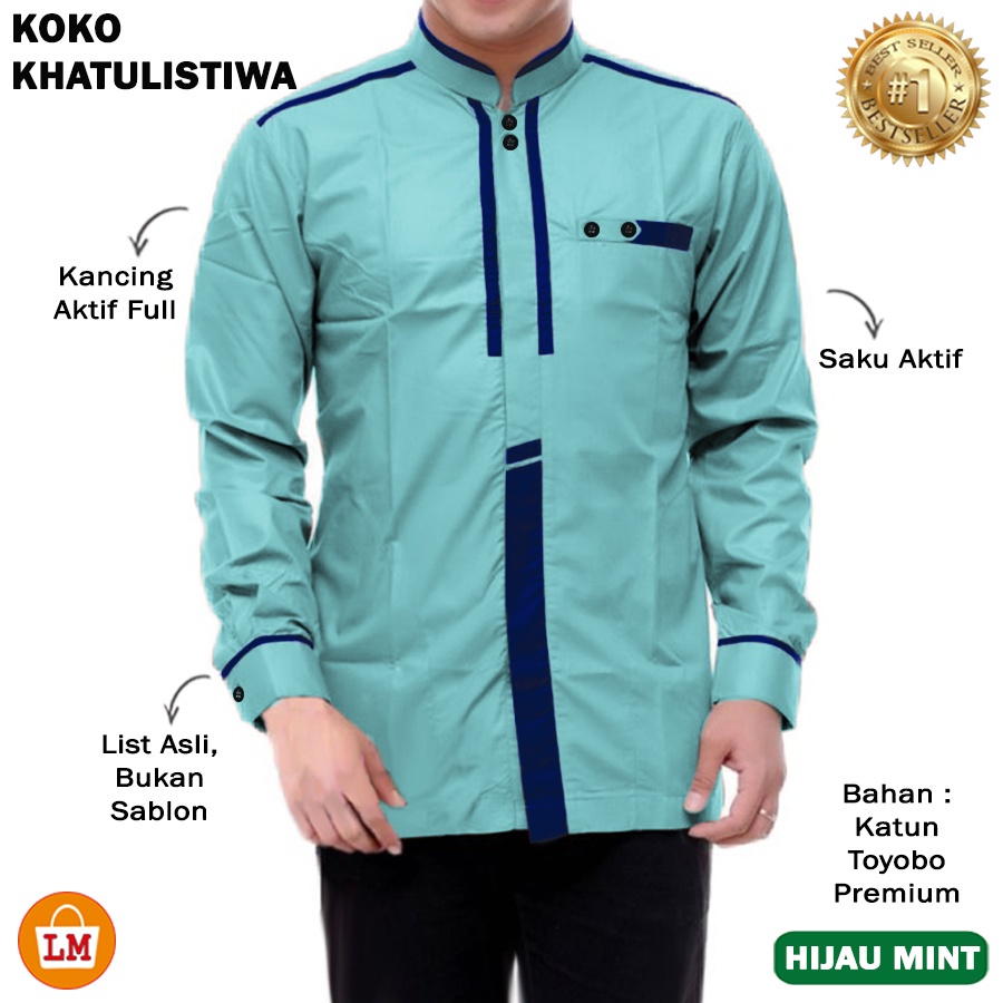 ABDULLAH - BAJU KOKO KEMEJA KURTA PRIA LAKI LAKI DEWASA UKURAN S M L XL LENGAN TANGAN PANJANG WARNA 