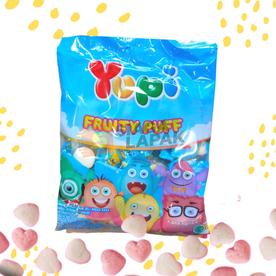 Permen Yupi Sak 120gr Strawberry Kiss Fruity Puff