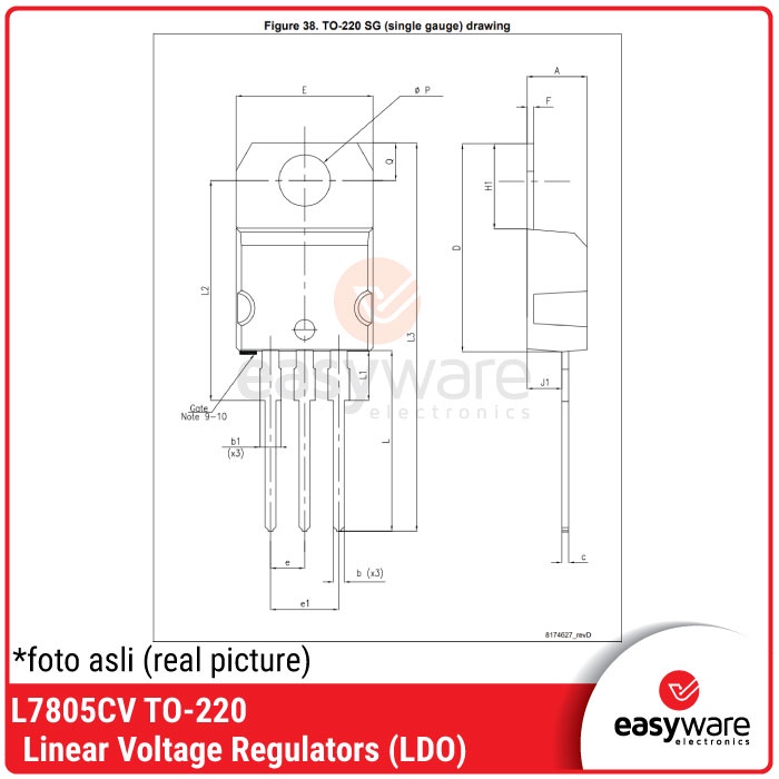 IC REGULATOR L7805CV 7805 TO-220 ORIGINAL ST CHN