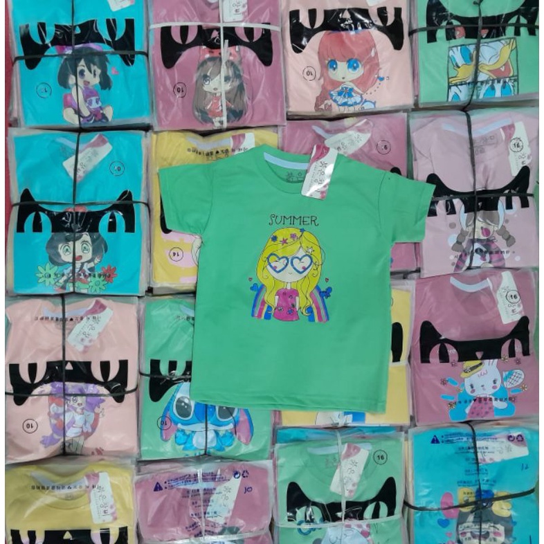 3-7tahun Grosir Ecer kaos import anak perempuan / cewek usia 3 4 5 6 7 tahun