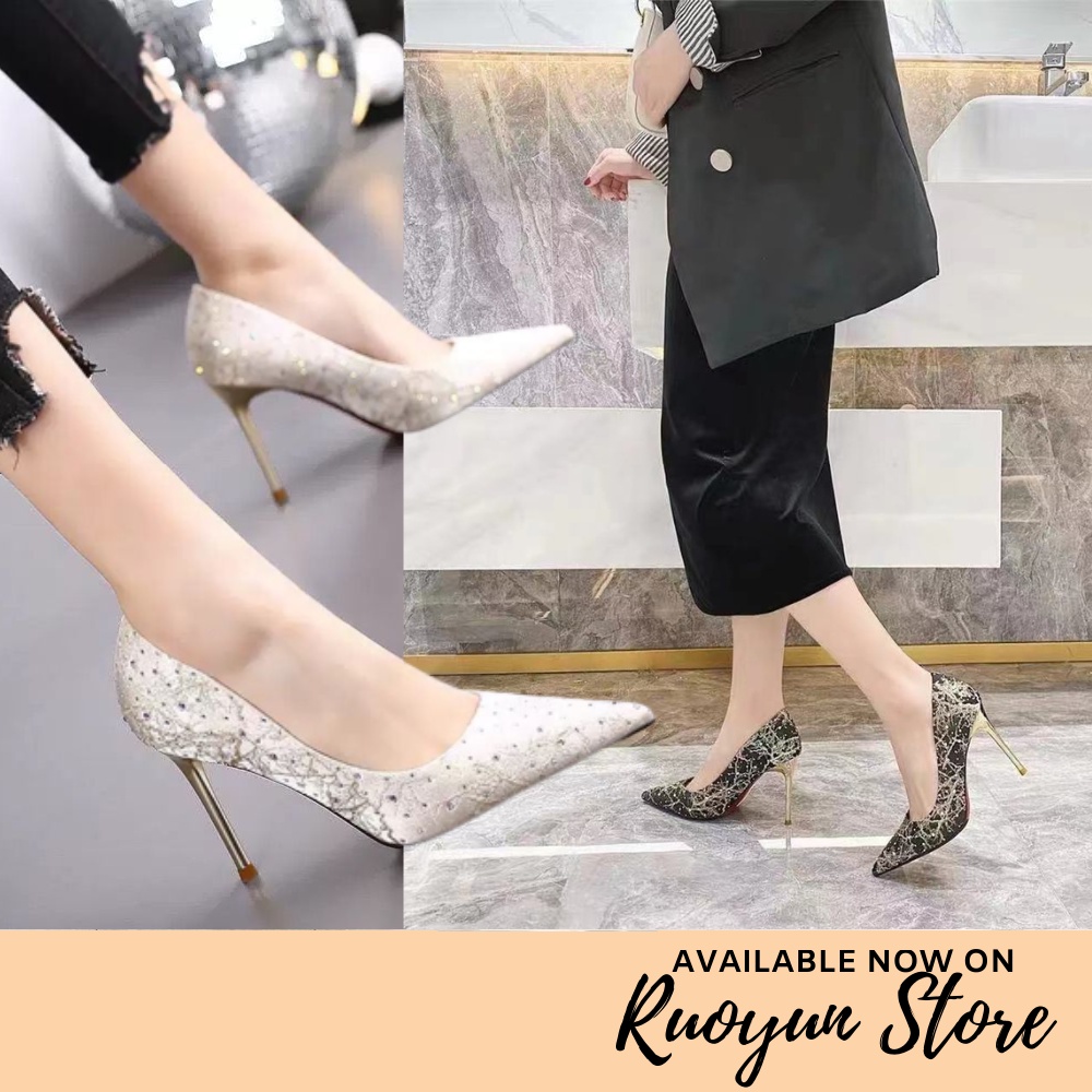 RYS - Divine Goddess Sepatu Slip On Hak Heels Tinggi Wanita Fashion Pesta / Jalan Jalan - Ori Import