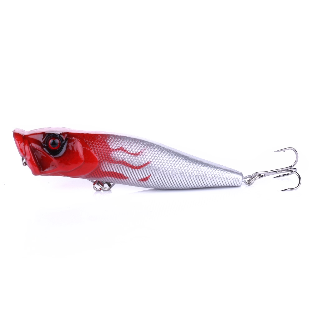 HENGJIA 10pcs Umpan Pancing Big Popper Fishing Lure Artificial Fishing Bait Crankbait Ikan High Carbon Steel Hook Alat Pancing Fishing Lures 9cm/12g