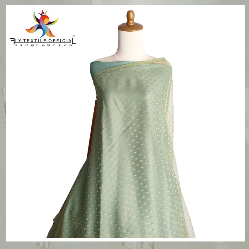 Tulle Dot Halus Premium  Sage Green || Tille Dot Premium Sage Green || Soft Tile Dot 0,5 M Sage Gree