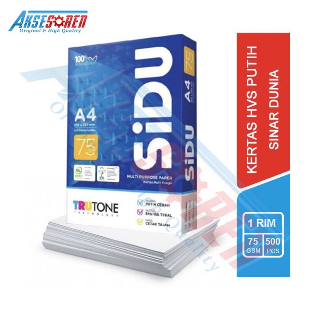 

KERTAS HVS A4 70 G SINAR DUNIA [1 RIM/500 LEMBAR] UNTUK PRINT DAN FOTOCOPY