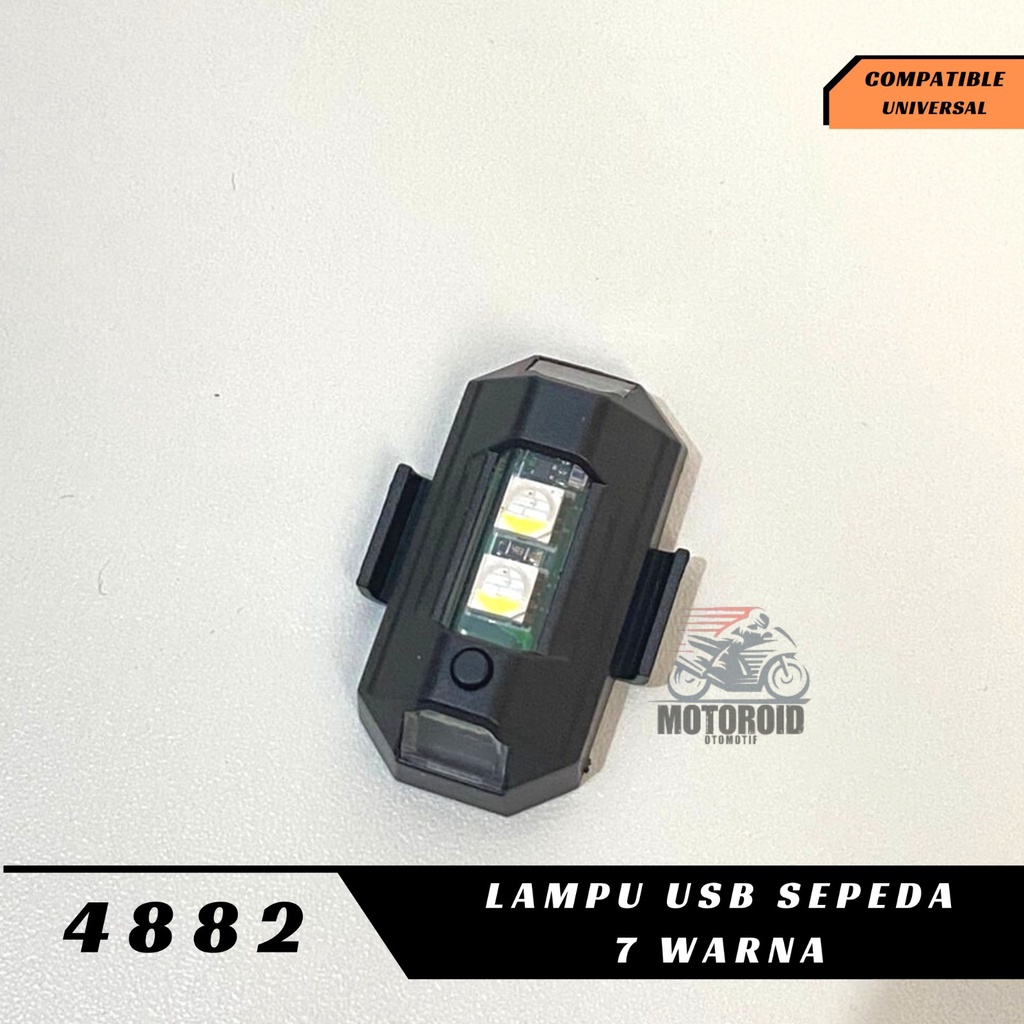 Lampu USB sepeda 7 warna kedip super terang charge drag depan belakang