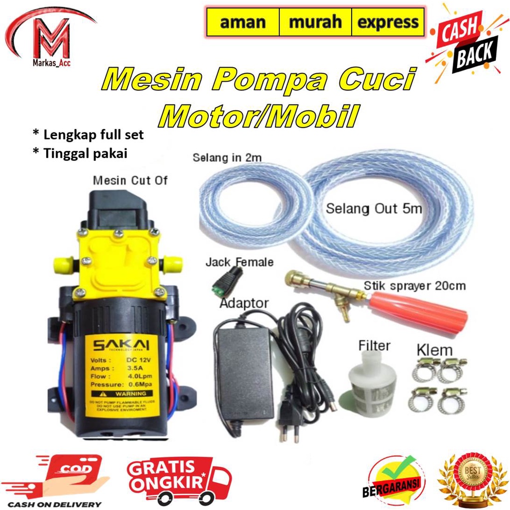 Alat Cuci Motor Mobil Paket Lengkap 1Set Tinggal Pakai - Mesin cuci motor