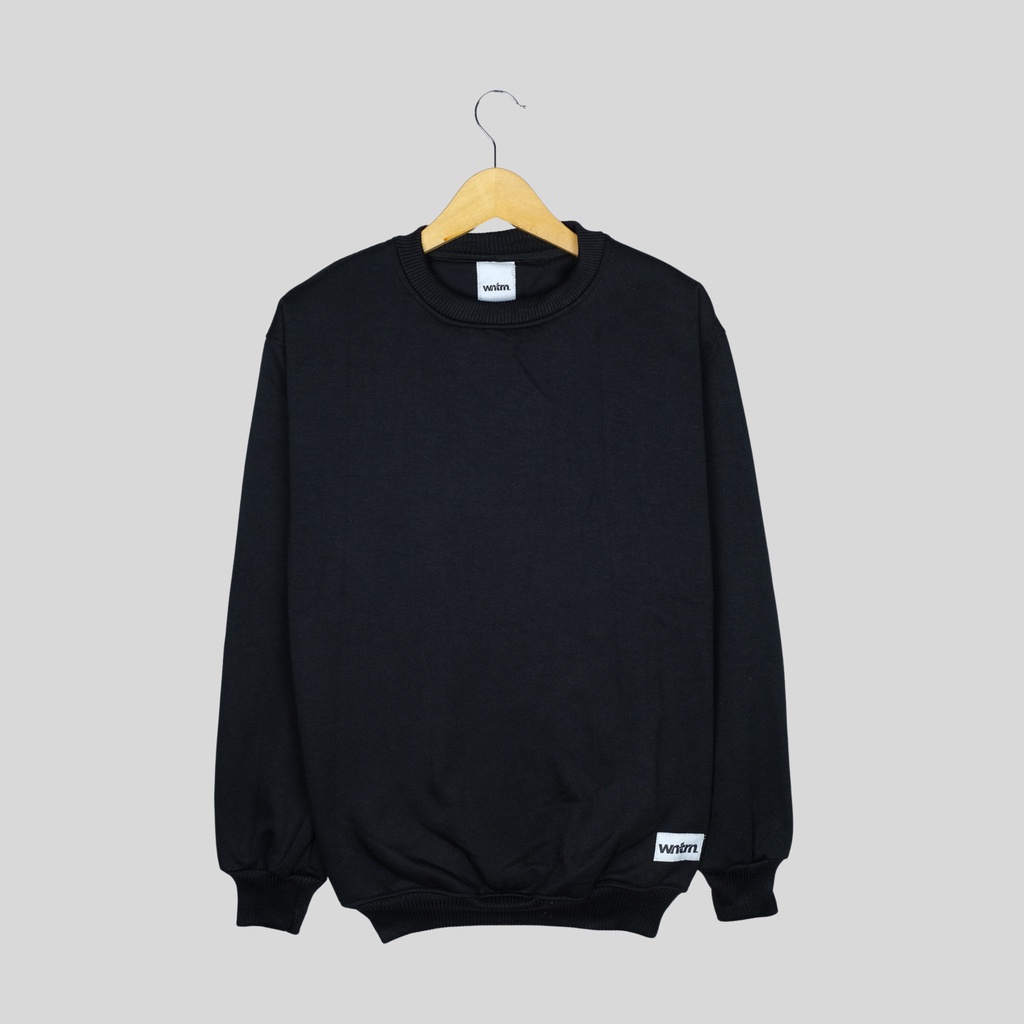 Sweater Crewneck Polos WNTRN Distro Pria Wanita Oblong Hitam Pekat Unisex Premium Sweatshirt Oversize