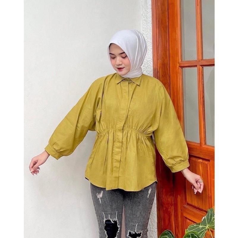 ALYA SHIRT - Kemeja Wanita Kerut Depan Kemeja Linen Oversize