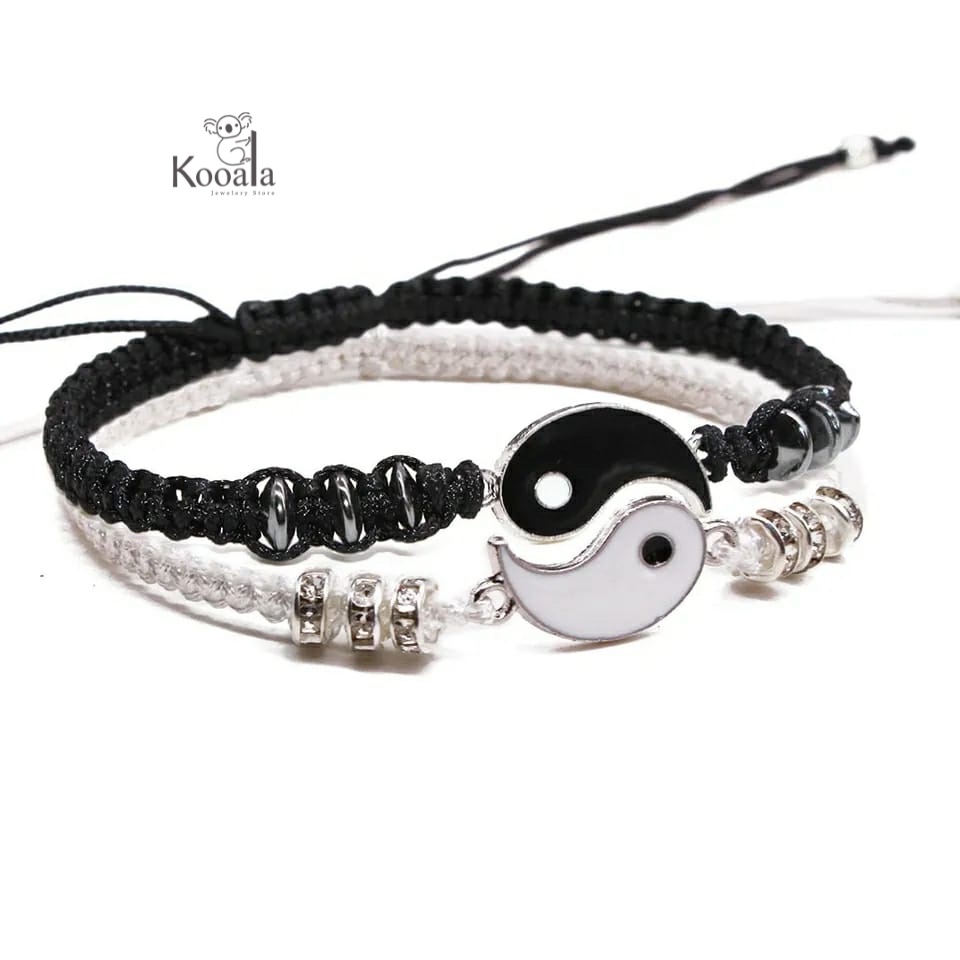 Gelang Couple Pasangan 2 Pcs Yin Yang Hitam Putih Kekasih