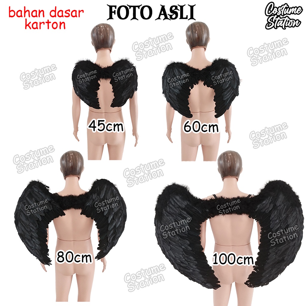 Black Angel Wings / Sayap Hitam Malaikat Gelap Aksesoris Pesta Kostum Halloween Party Costume