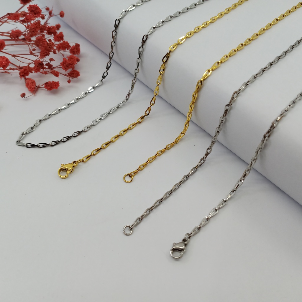 Variasi Aigner Paris  Rantai Kalung Titanium Stainless 316L HIGH QUALITY chain necklace silver gold 
