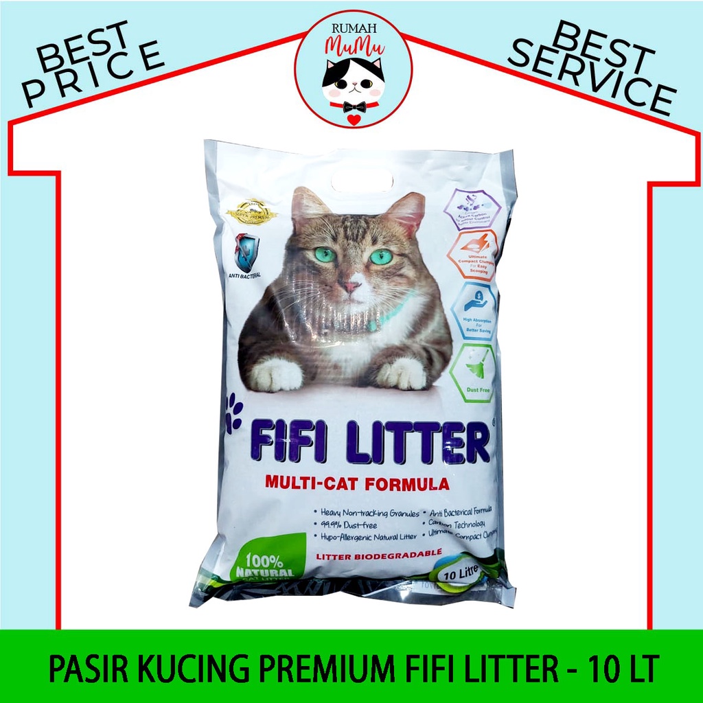 PASIR GUMPAL KUCING PREMIUM FIFI LITTER 10 LT - KHUSUS OJEK ONLINE