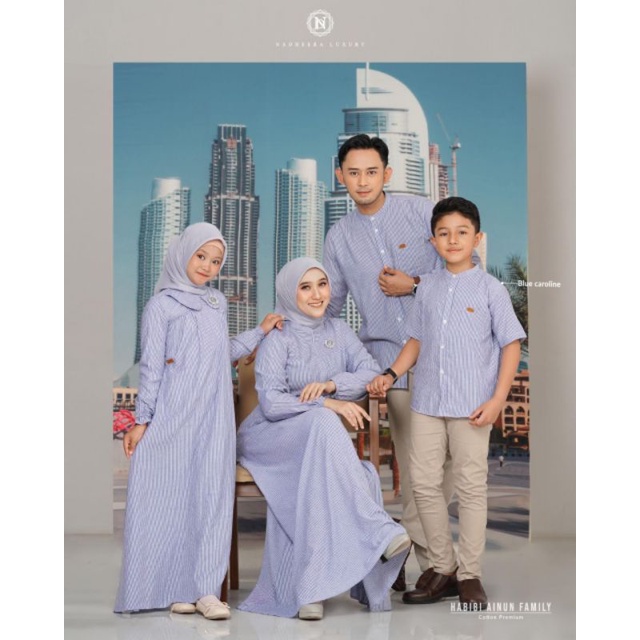 HABIBIE AINUN SARIMBIT WARNA BLUE CAROLINE FAMSET NADHEERA LUXURY