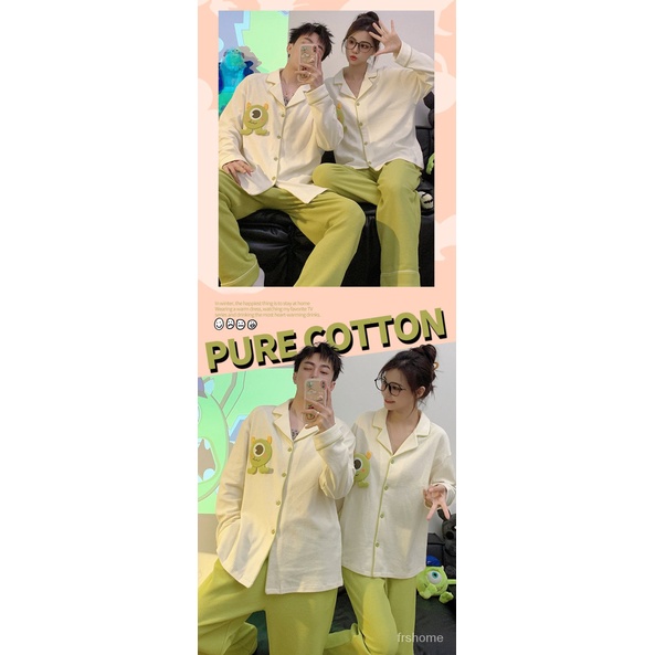 [✅BISA COD]#frs home#Pasangan piyama wanita model musim semi dan musim gugur lengan panjang longgar wafel kartun 2023 set