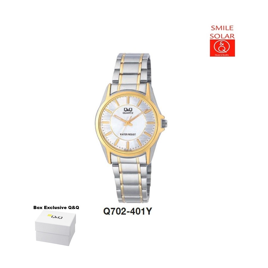 Jam Tangan Pria Casual Business Rantai Stainless Steel Analog Original Q&amp;Q QnQ QQ Q702 Q702J Series