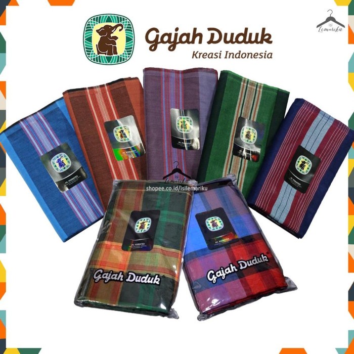 Kain Sarung Pria Sarung Laki Tenun GAJAH DUDUK Mika Zipper Dus Fashion Muslim Pria tahan panas tipis