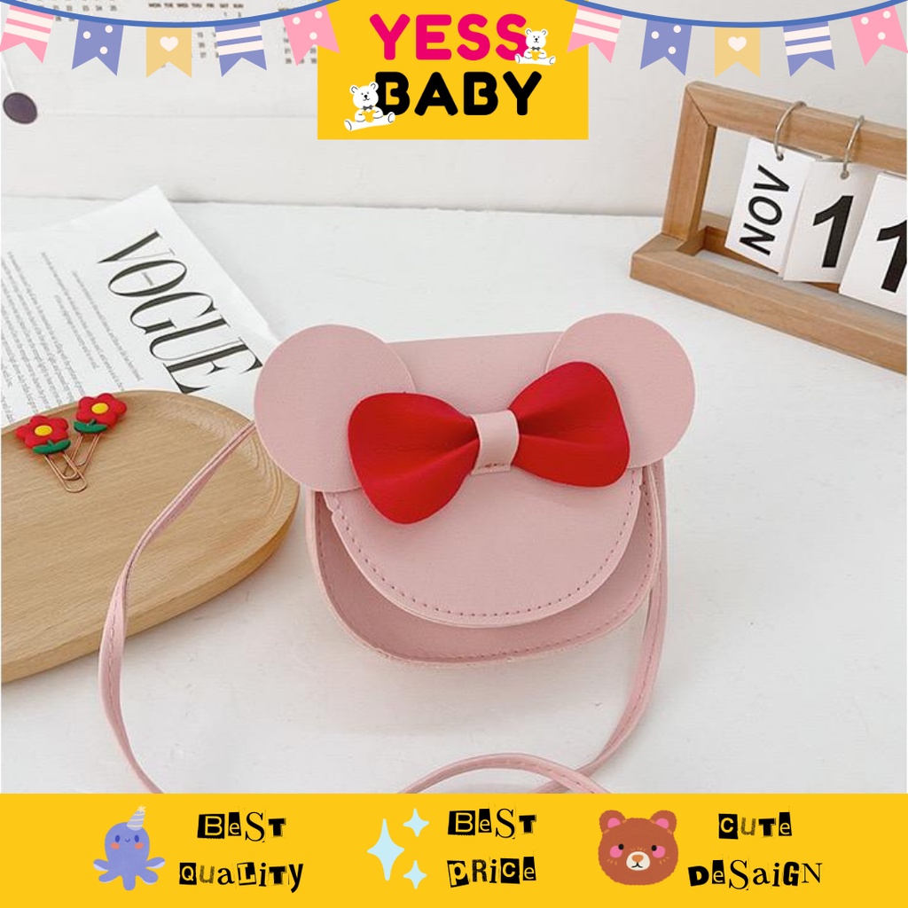 YESSBABY MINNIE PINK Tas anak Small and cute cartoon pattern single shoulder/children's leisure bag