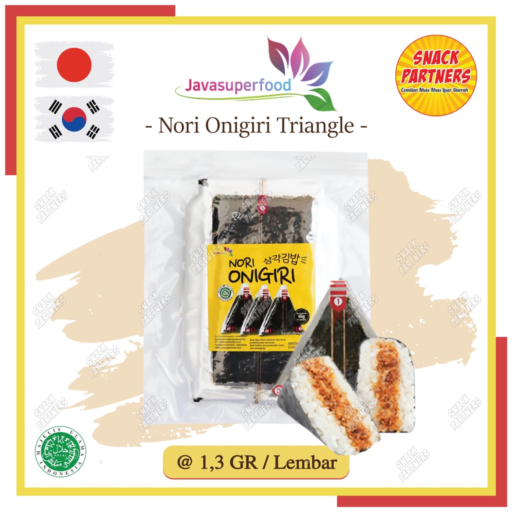 

NORI ONIGIRI TRIANGLE △ isi 10 Lembar 13 GR | Nori Wrapper Khusus Bungkus Nori Triangle / Sushi Nori Segitiga - Rumput Laut Nasi Kepal Seaweed Gimbap / Kimbab Jepang Korea - JAVA SUPER FOOD