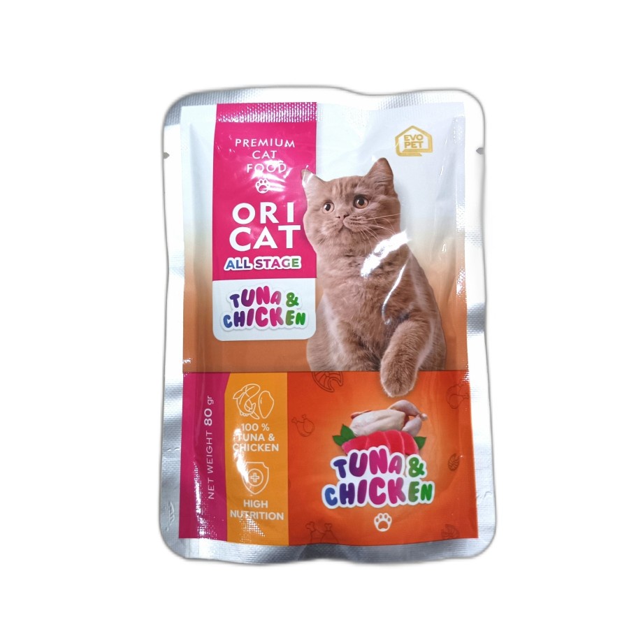 ( 24 x ) Ori Cat Pouch Sachet Tuna &amp; Chicken Makanan Basah Kucing 80 gr