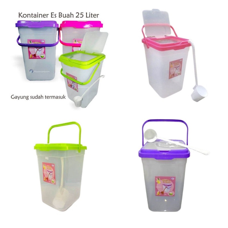 Container Kontainer Es Buah Lovenia 25 Lt + Gayung - Toples Tempat Air Es Plastik