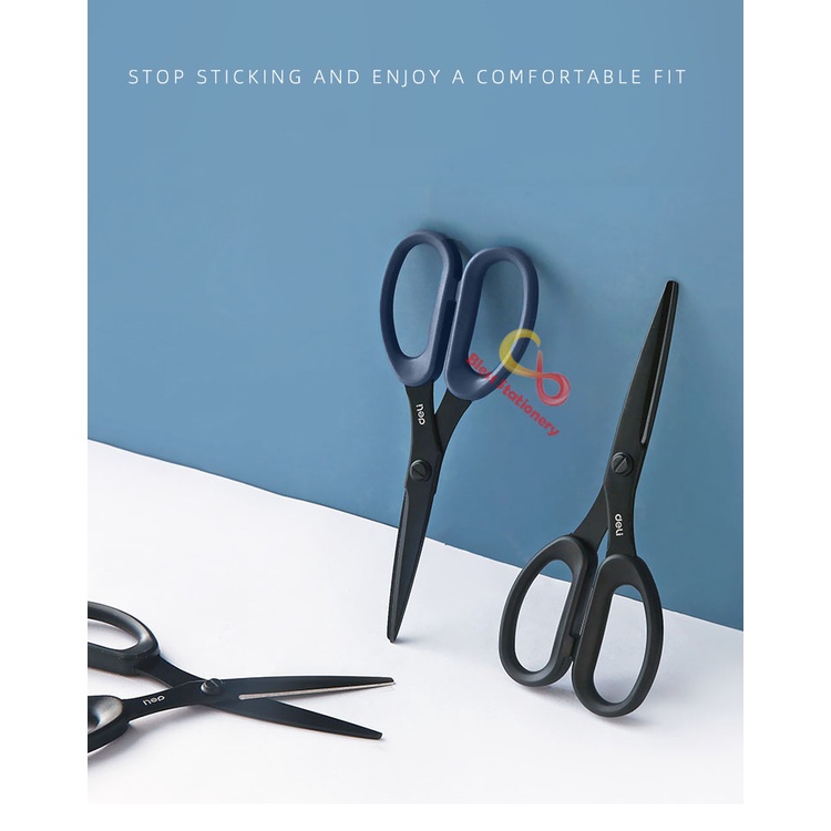 

Deli gunting anti lengket 175mm gunting anti karat gunting hitam Scissors RB9