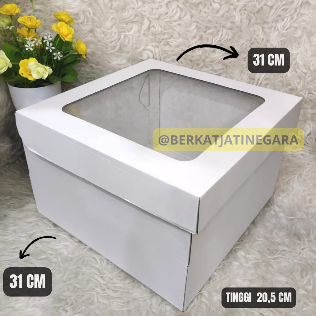DUS/BOX/KOTAK/BOX MIKA DUS KUE 30X30CM / BOX KUE PUTIH WINDOW / DUS CAKE