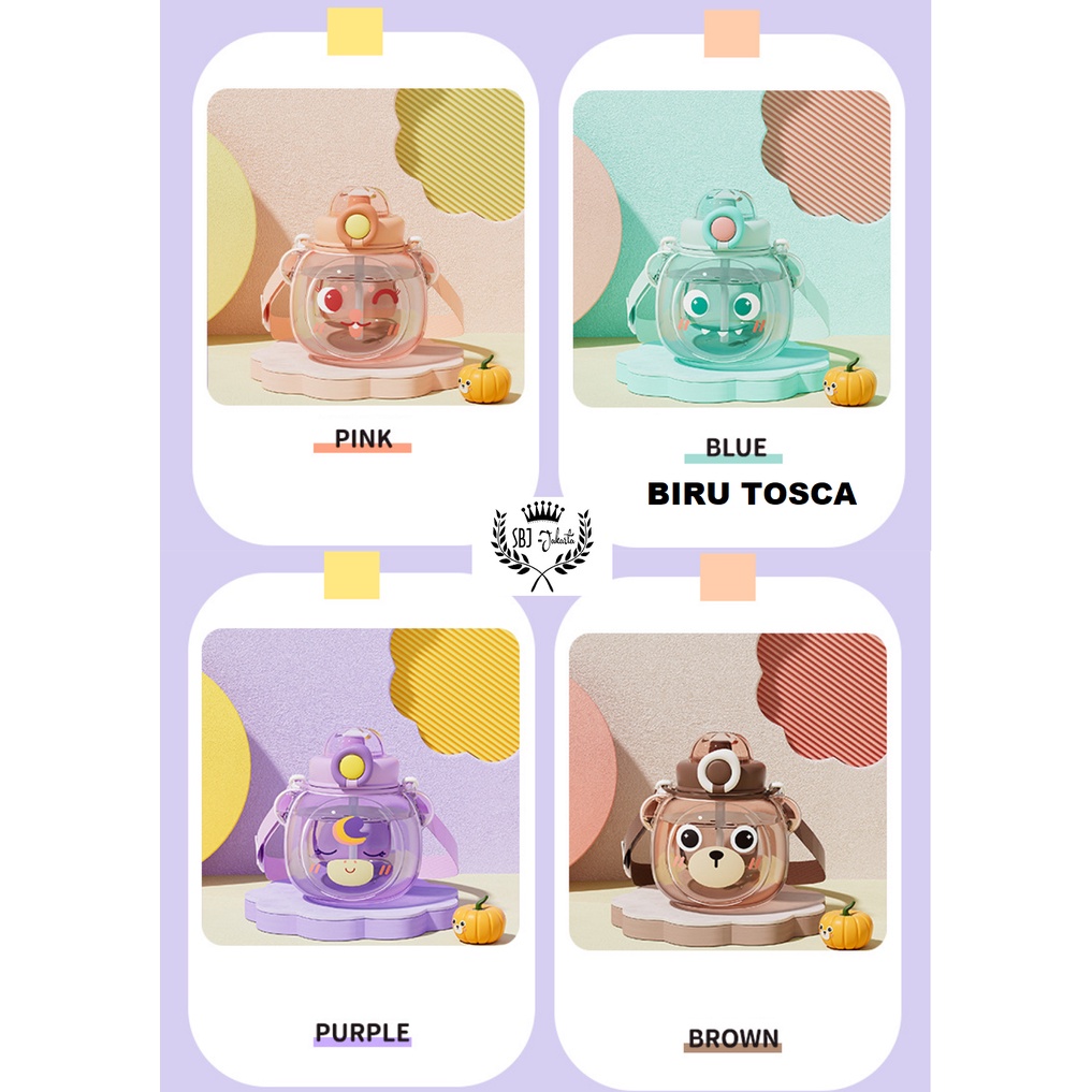 BOTOL MINUM ANAK BEAR FORCE DIY STICKER BPA FREE 1100ml DENGAN TALI DAN SEDOTAN