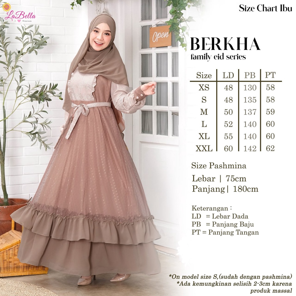GAMIS PESTA HARI RAYA WANITA WARNA COKSU CANTIK BAHAN CERUTI BORDIR MEWAH LABELLA BERKHA SIZE JUMBO 