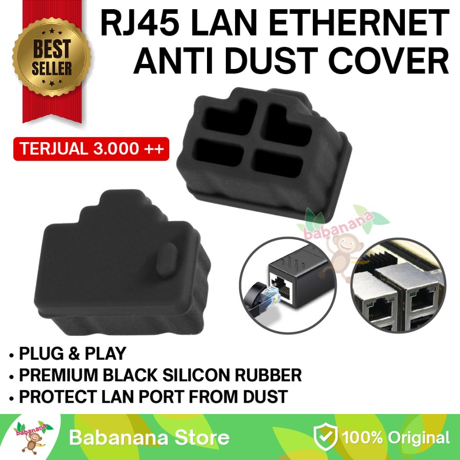 DUST COVER LAN RJ45 PLUG PENUTUP ANTI DEBU SOCKET HITAM ROUTER MODEM ETHERNET PORT