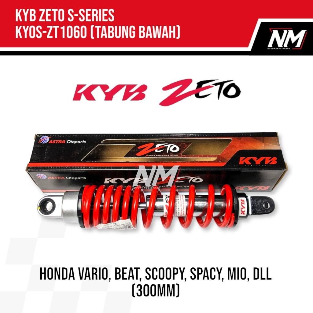Shockbreaker Belakang Mio Vario 110 Beat Scoopy Spacy Fino KYB Zeto S Series KYOS-ZT1060 300mm
