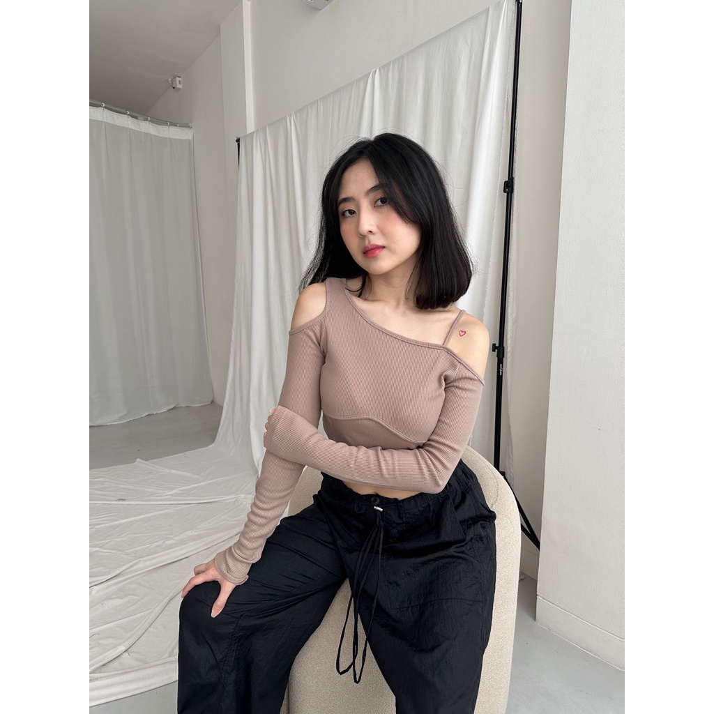 KAREN KNIT TOP - Baju Rajut Wanita / Longsleeve Knit Top / Rib Knit Top Premium / 080 NKD
