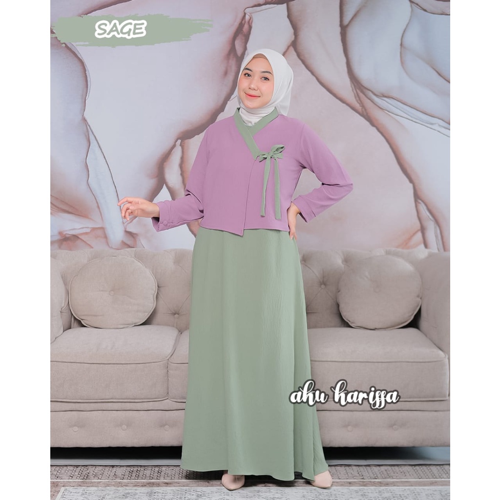 Gamis HARUKA AKU KARISSA cringkle premium dan monalisa mix wolfis syari  hanbook baju wanita muslim kiyowo korean style