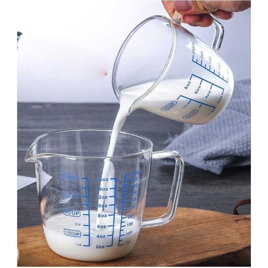 (BISA COD) FTIHSHP DROHOEY Gelas Teko Milk Jug Latte Art Borosilicate Flat Lid - ZM0080