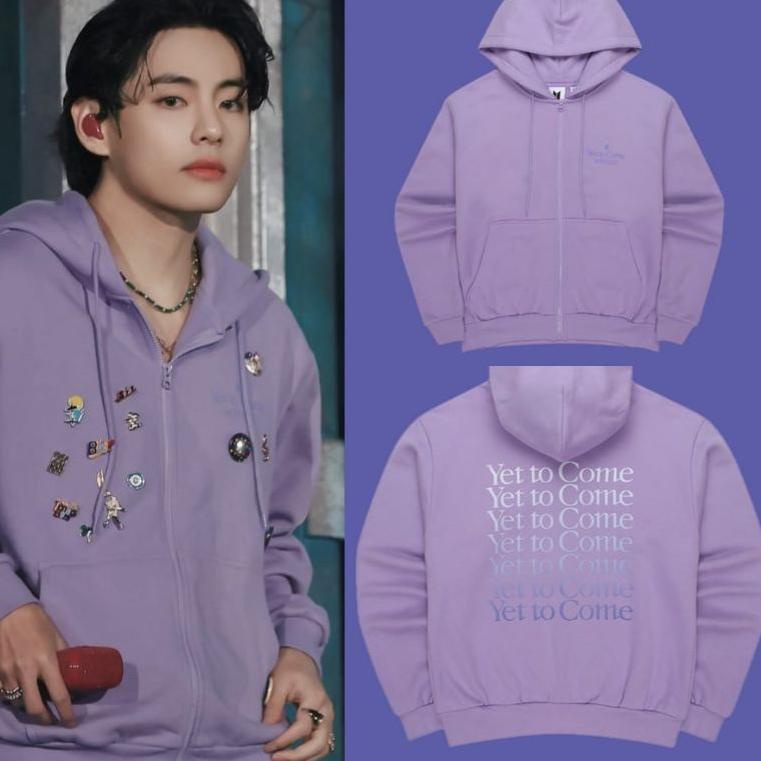 TREN TERBARU ( READY STOK ) JAKET HOODIE Korean bts yet to come IN BUSAN TULISAN GRADASI UNGU ready 