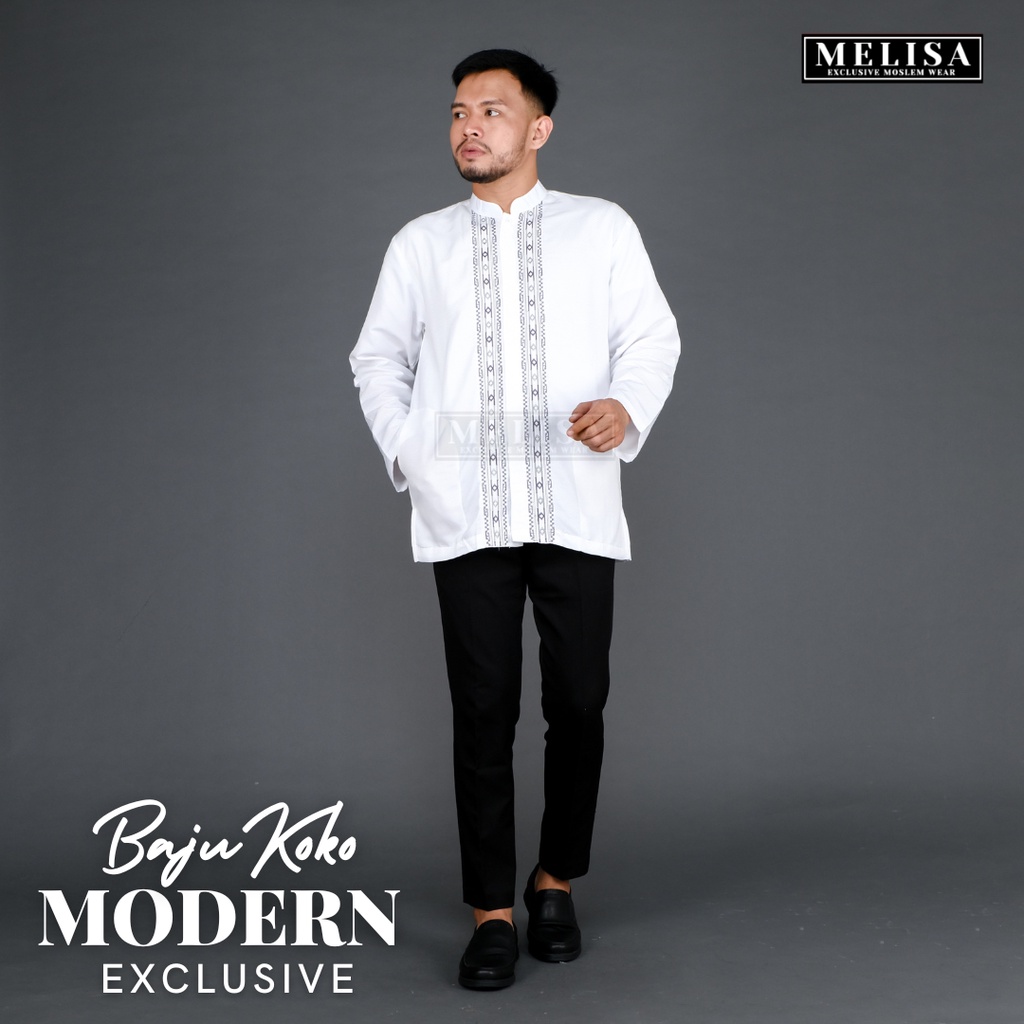 Baju Koko Pria Lengan Panjang Bahan Poli Katun Warna Putih Tulang Size M L XL XXL XXXL XXXXL
