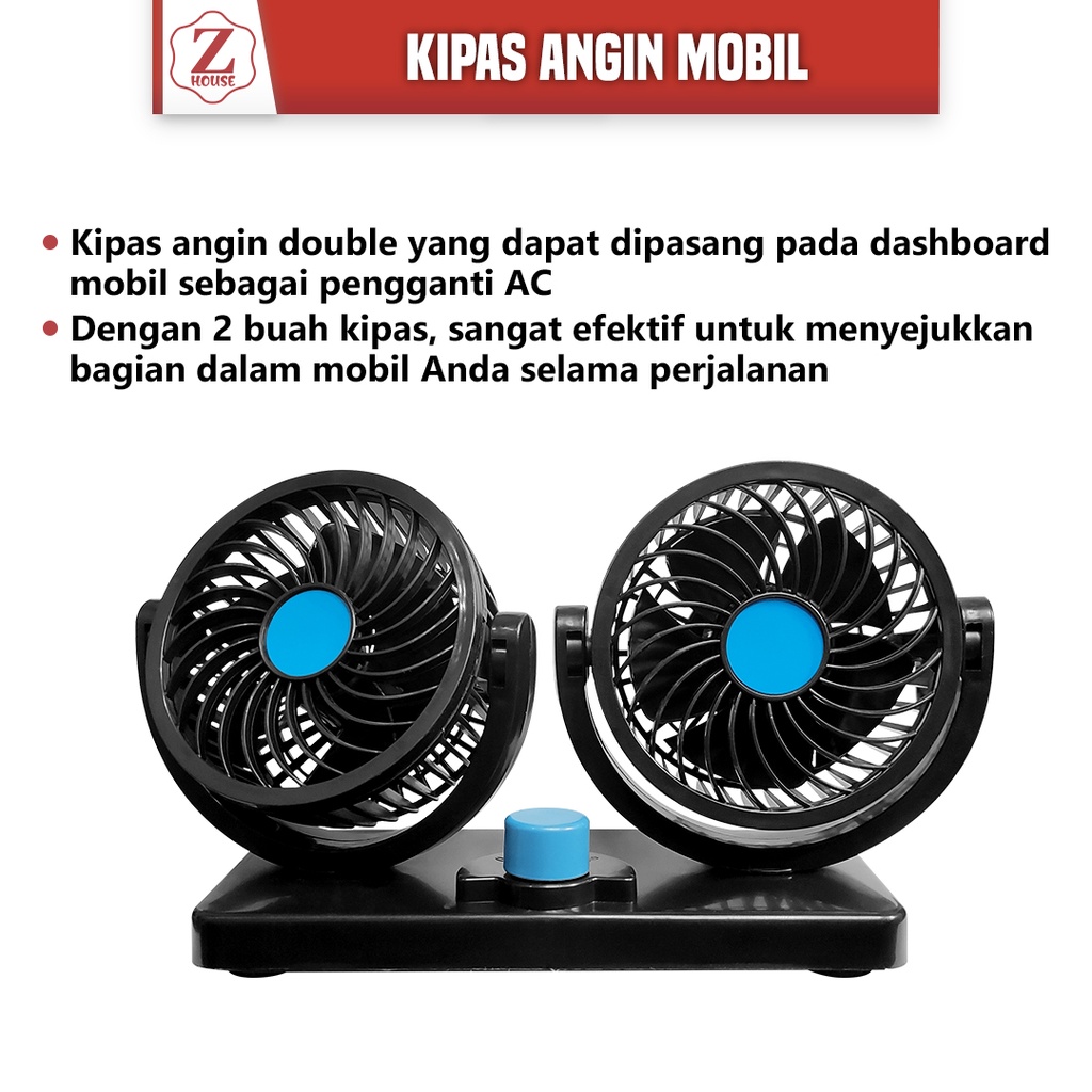 Kipas Angin Mobil Double-Headed Fan Aksesoris Mobil Interior Kipas Angin Mobil Car Cooling Double Fan/Kipas Angin Mobil 24 Volt kipas angin gantung mobil serba guna multi fungsi