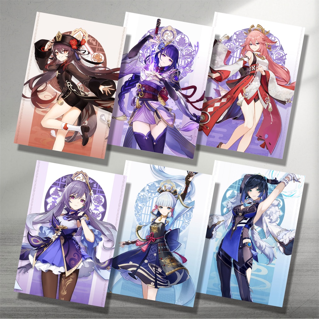 Koleksi Poster A3 Anime Game Genshin Impact A1 - Ayaka Ganyu Eula HuTao Kazuha Keqing Klee Nahida Nilou Shenhe Raiden Shogun Xiao Yae Miko Yelan Zhongli