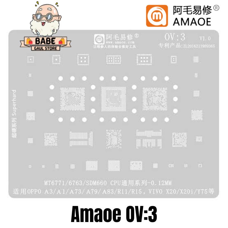 Plat Amaoe Ov3 Cetakan Ic Bga Cpu Mt6771 Mt6763 Sdm660 Original