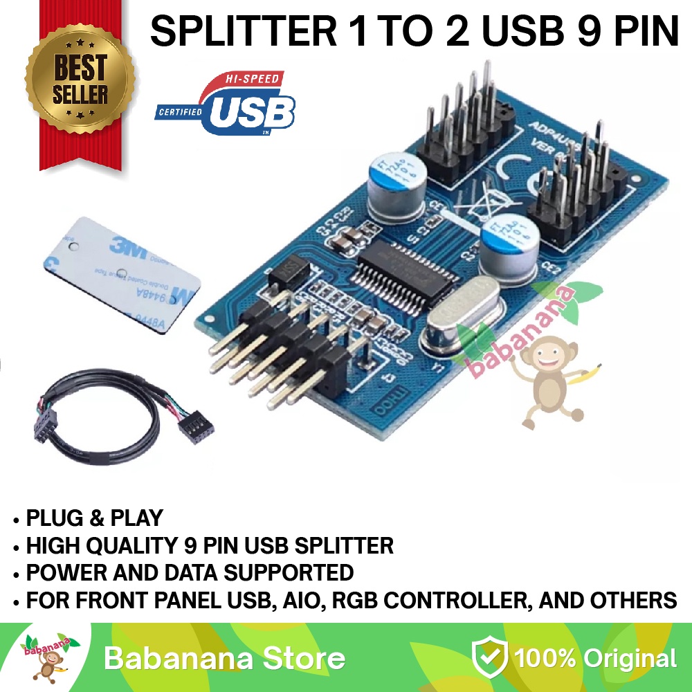 Kabel USB Motherboard Full 9 Pin Splitter Cabang Front Panel AIO Hub