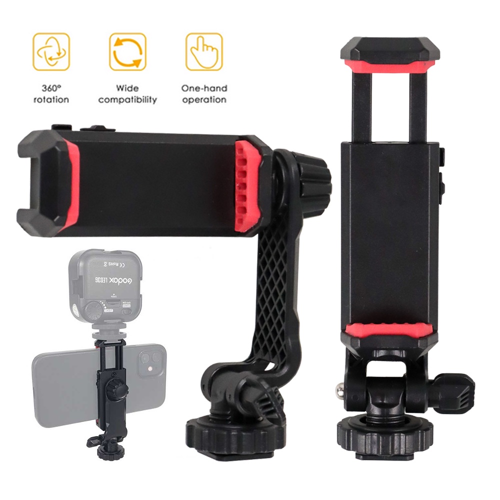 Smartphone Holder Clip Bracket Mount Tripod Monopod - XJ-14 - Black