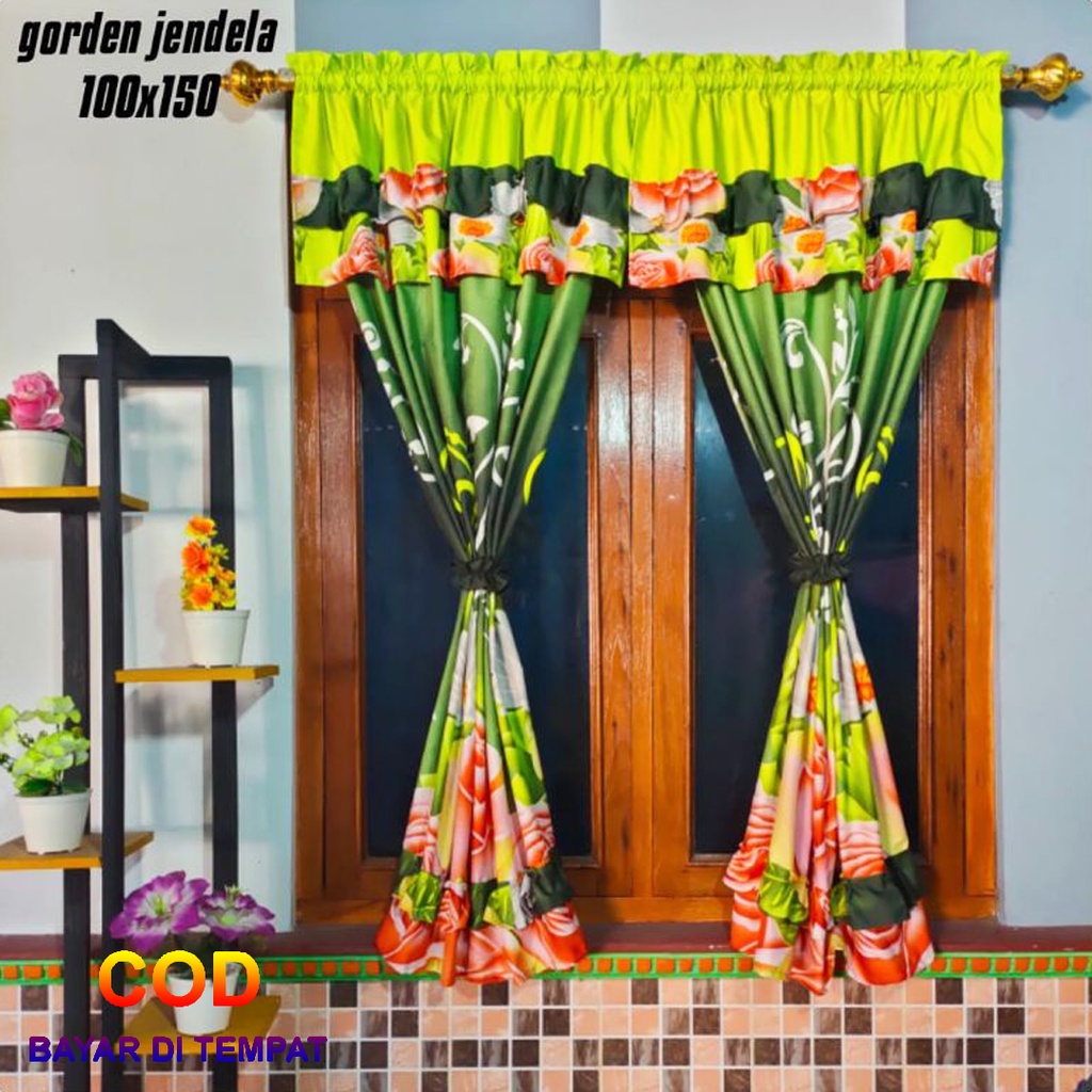 ✅COD Gorden Jendela Pendek 100x150 Rumbai Poni Aneka Motif Dan Warna Home Decor Dekor Dekorasi Hiasan Kamar Ruang Tamu Perlengkapan Rumah