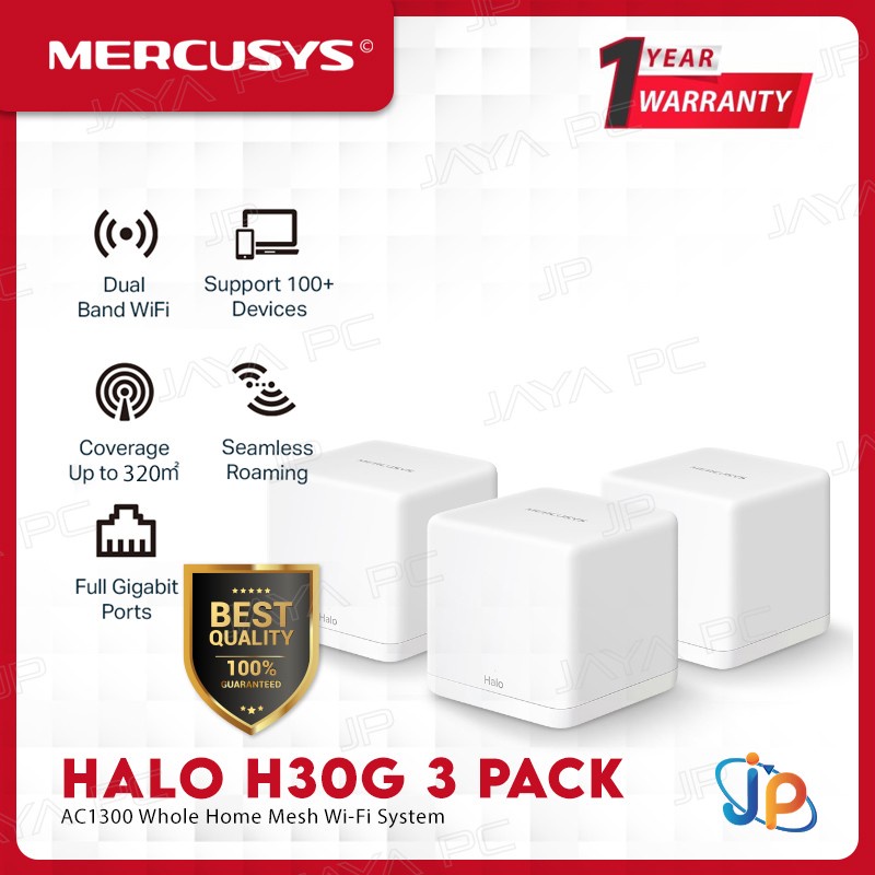 Mercusys Halo H30G AC1300 Whole Home Mesh Wi-Fi System 3 Pack