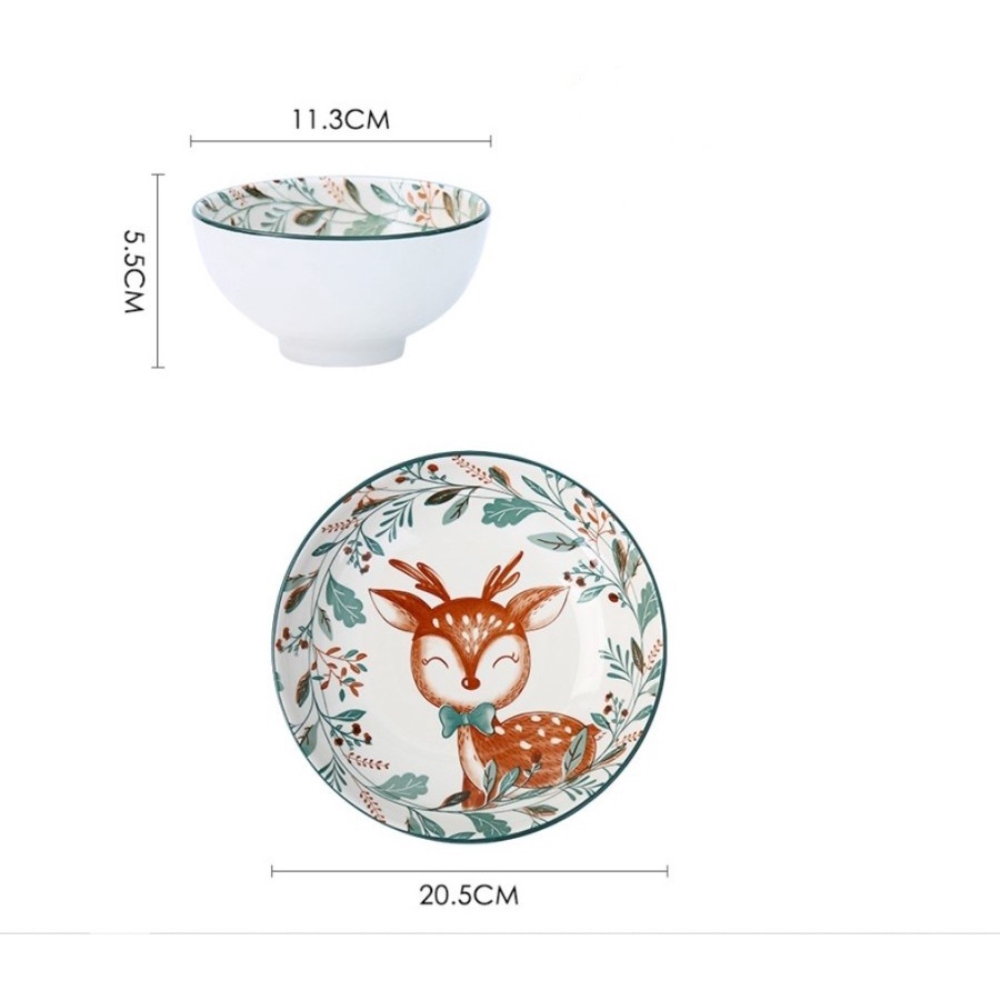 DD- Ceramic Porcelain Set Dish Bowl Tableware - Mangkok Piring Keramik