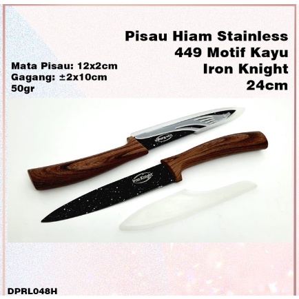 Pisau Dapur Hitam Stainless Motif Kayu Iron Knight