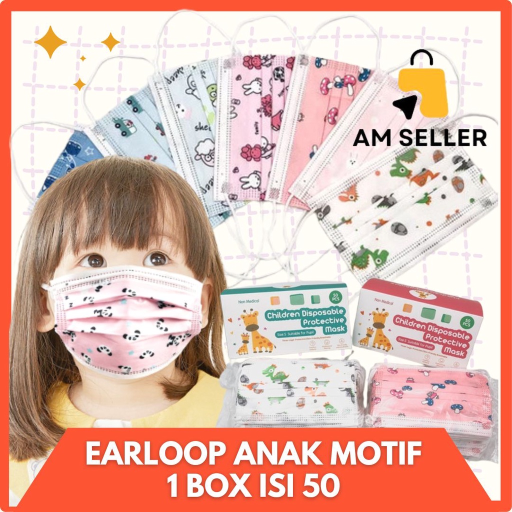 MASKER 3PLY ANAK MOTIF ISI 50 PCS