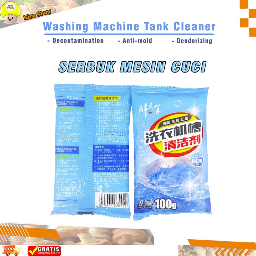 (NCS) Sabun Bubuk untuk Pembersih Tangki Mesin Cuci Bukaan Depan dan Atas Washing Machine Cleaner