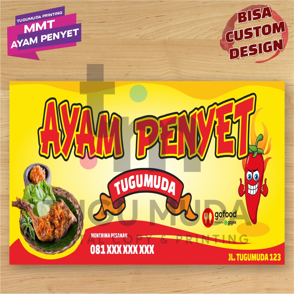 Cetak Spanduk|Banner|MMT-WARUNG AYAM PENYET-NASI UDUK-SAMBAL-GEPREK