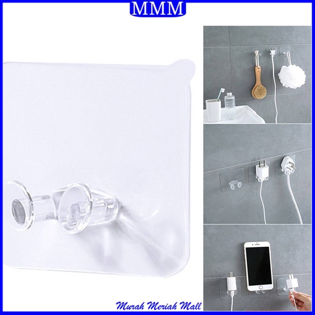 MMM Gantungan Kabel Dinding Transparant Penyanggah Kabel Colokan Pelindung Kabel  Import